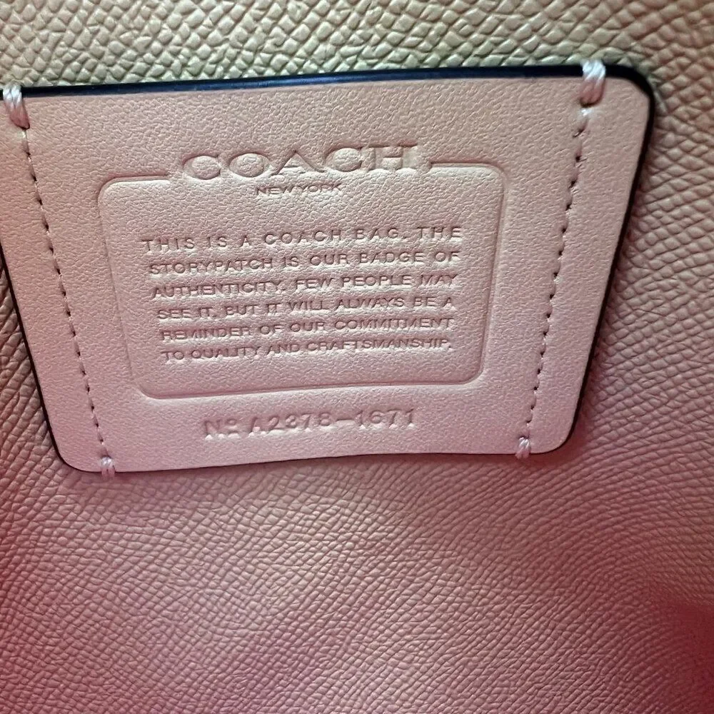 Coach Mollie Two Tone Cross Grain Leather Large Tote Bag in Light Pistachio and